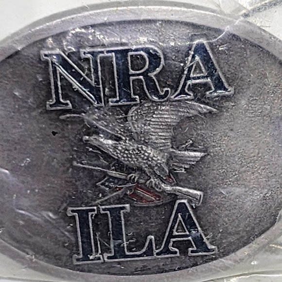 Vintage NRA ILA Eagle Holding Rifle New In Sealed Pack Enamel Pewter Belt Buckle - Picture 2 of 7